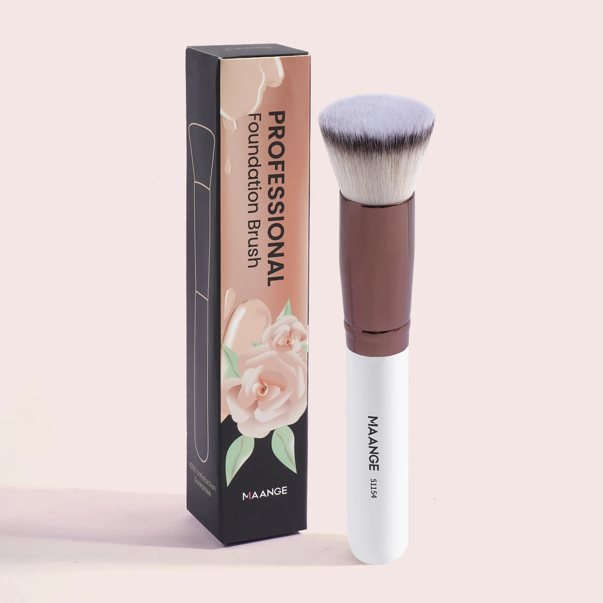 Pure Elegance | MAANGE 2PCS Foundation Makeup Brush Set Flat Angled Kabuki Powder Blush Brush For Liquid Soft Bristles Cosmetic Makeup Tools