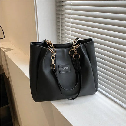 Pure Elegance | 1PC Atmospheric Commuting Fashion Popular Handbag Summer Trend New Student Make-up Class Bag Simple Casual Shoulder Tote Bag
