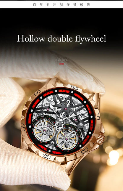 Pure Elegance | AILANG 2022 Men's Fashion Watch Automatic Double Pendulum Tourbillon Watch Luxury Clock Waterproof Business Mechanical Watch