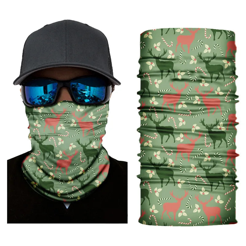 Pure Elegance | 3D Printed Christmas Turban Face Neck Warmer Seamless Scarf Bandana Outdoor Sport Sun Protection Ski Mask Santa Claus Tree