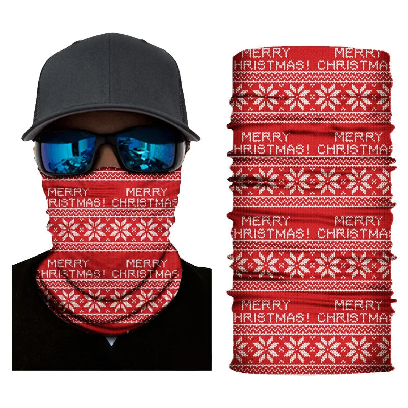 Pure Elegance | 3D Printed Christmas Turban Face Neck Warmer Seamless Scarf Bandana Outdoor Sport Sun Protection Ski Mask Santa Claus Tree D3-03