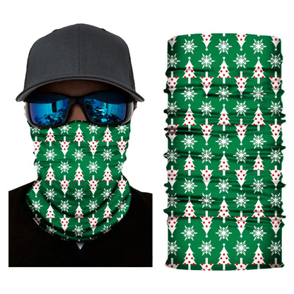 Pure Elegance | 3D Printed Christmas Turban Face Neck Warmer Seamless Scarf Bandana Outdoor Sport Sun Protection Ski Mask Santa Claus Tree D2-94