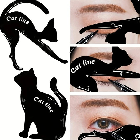 Pure Elegance | 2Pcs/set Easy To Make Up Eye Makeup Tool Eye Template Shaper Model Cat Line Stencils Eyeliner Card Cat Line Eyeliner Stencils