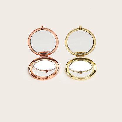 Pure Elegance | Round Makeup Mirror Double Side Metal Mirror Magnifier HD Pocket Makeup Folding Mirror Hand Held Make Up Travel Mini Mirror