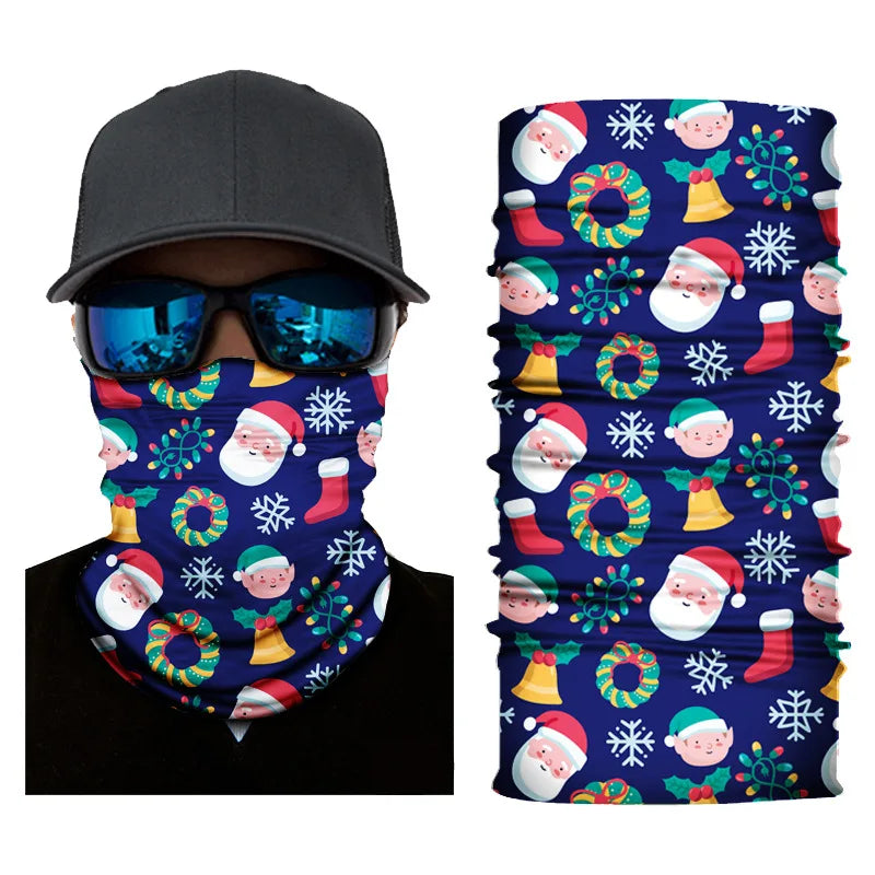 Pure Elegance | 3D Printed Christmas Turban Face Neck Warmer Seamless Scarf Bandana Outdoor Sport Sun Protection Ski Mask Santa Claus Tree D2-99
