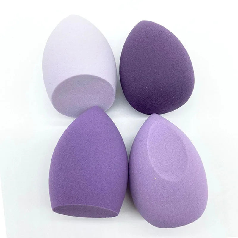 Pure Elegance | 4pcs Makeup Sponge Powder Puff Dry and Wet Combined Beauty Cosmetic Ball Foundation Powder Puff Bevel Cut Make Up Sponge Tools PURPLE