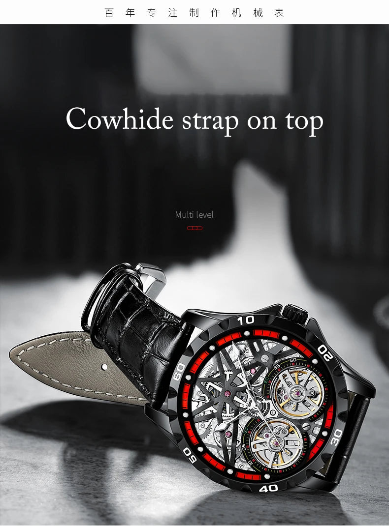 Pure Elegance | AILANG 2022 Men's Fashion Watch Automatic Double Pendulum Tourbillon Watch Luxury Clock Waterproof Business Mechanical Watch