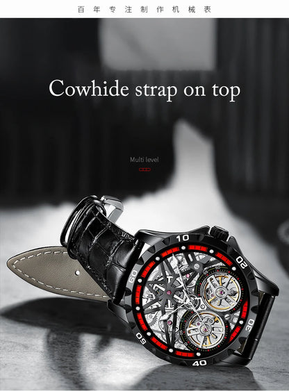 Pure Elegance | AILANG 2022 Men's Fashion Watch Automatic Double Pendulum Tourbillon Watch Luxury Clock Waterproof Business Mechanical Watch