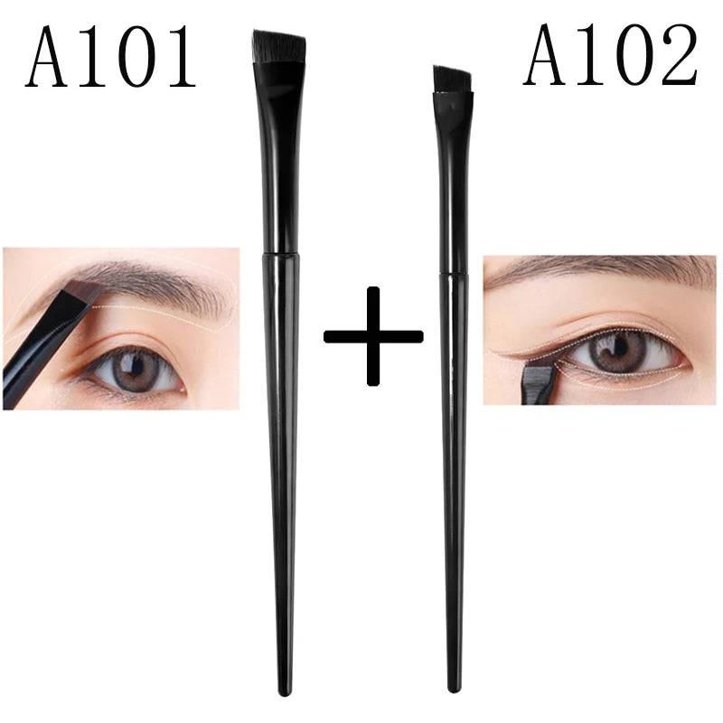 Pure Elegance | New 1-2pcs Blade Makeup Brushes Angled Thin Eyebrow Brush Flat Fine Eyeliner Brush Professional Liner Brow Beauty Make Up Tool A101 A102 Set