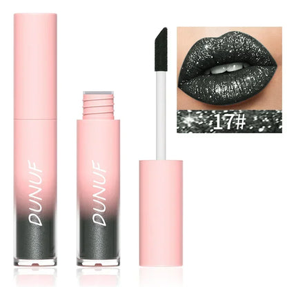 Pure Elegance | Waterproof Diamond Shimmer Glitter Lip Gloss 18 Colors Matte Glitter Liquid Lipstick Diamond Pearl Colour Lip Gloss Sexy Make Up 17