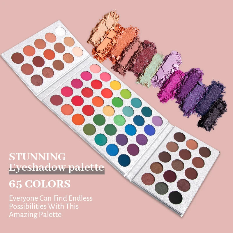 Pure Elegance | 65-Color Eyeshadow Palette Makeup-High Pigmented Eye make up Tool Matte Glitter Finishes for Festival Christmas Cosmetics makeup