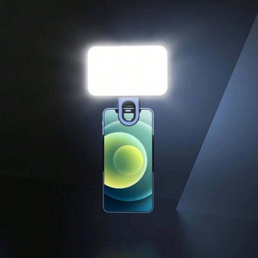 Pure Elegance | Portable Mini Selfie Fill Light Rechargeable 3 Modes Adjustable Brightness Clip On For Phone Laptop Tablet Meeting Make Up