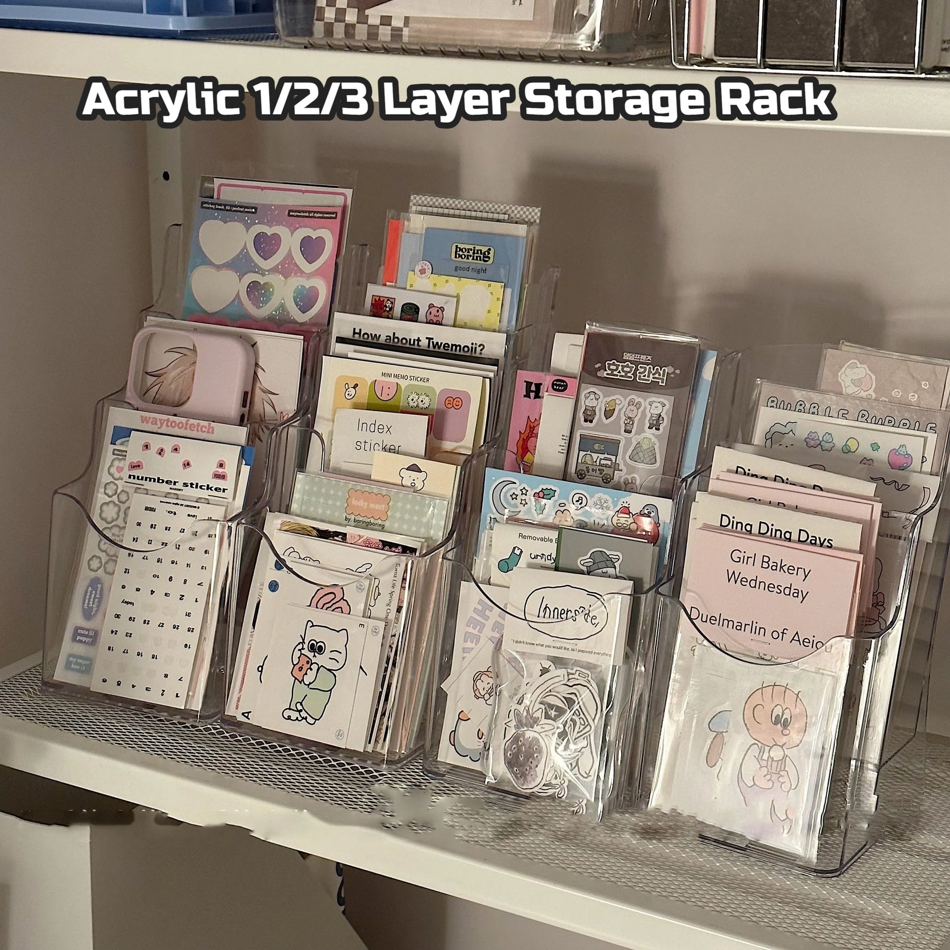 Pure Elegance | SKYSONIC Acrylic Layered Rack Storage Box Transparent Organizer Photocards, Stationerry,Make Up Sorting Hanging Holder Supplier