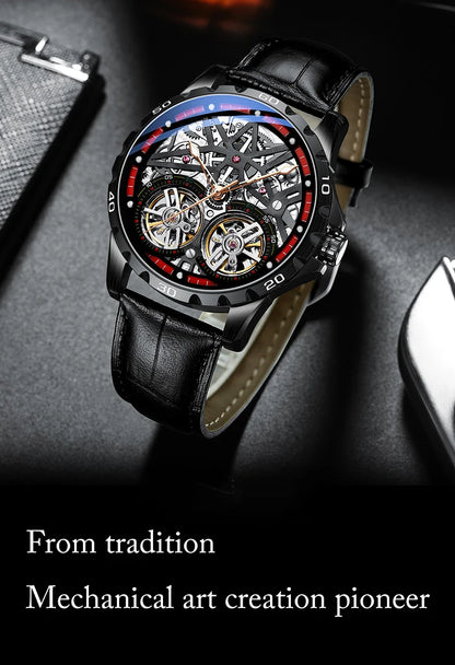 Pure Elegance | AILANG 2022 Men's Fashion Watch Automatic Double Pendulum Tourbillon Watch Luxury Clock Waterproof Business Mechanical Watch