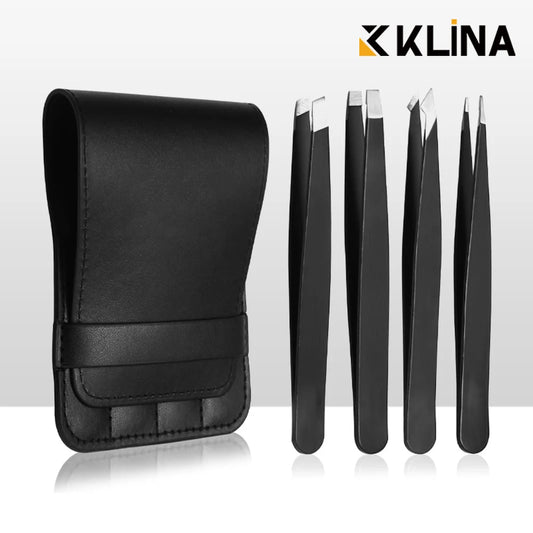 Pure Elegance | 4PCS Tweezers Set Professional Makeup Tools Stainless Steel Tweezers for Eyebrows for Facial Hair and Ingrown Hair Removal