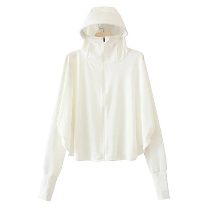 Pure Elegance | Summer Women Sun Protection Clothing UPF 50+ UV Ice Silk Sunscreen Clothing Hooded Sun Protection Clothing Outdoor UV Protection white CHINA