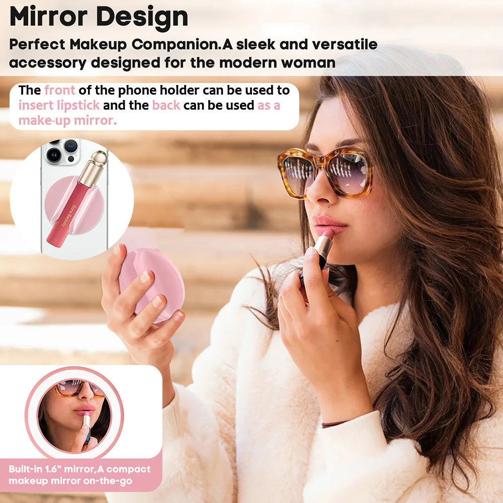 Pure Elegance | Grippopso Medium For Magsafe Cellphone Lipstick Holder Make Up Mirror Lip Blam Phone Stand Holder for IPhone Universal Bracket