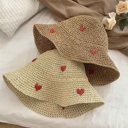 Pure Elegance | New Summer Straw Hat Women Breathable Sun Shading Straw Hat Seaside Vacation Foldable Sun Protection Fisherman Hat