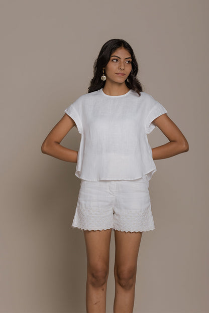 Pure Elegance | "Sandcastle Saturdays" White Top | 100% Hemp T-Shirt