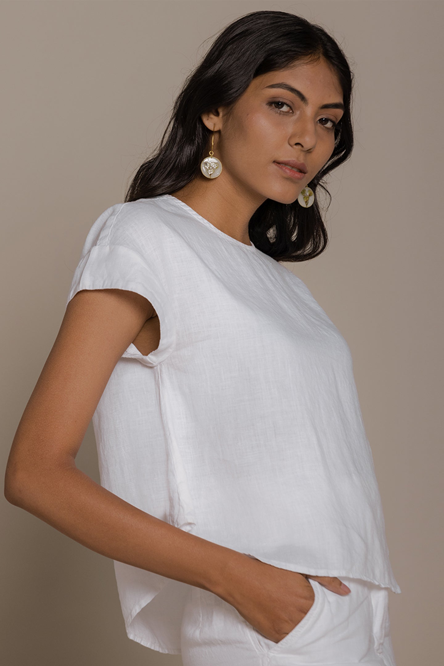 Pure Elegance | "Sandcastle Saturdays" White Top | 100% Hemp T-Shirt