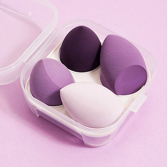 Pure Elegance | 4pcs Makeup Sponge Powder Puff Dry and Wet Combined Beauty Cosmetic Ball Foundation Powder Puff Bevel Cut Make Up Sponge Tools