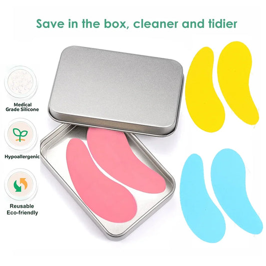 Pure Elegance | 3 Pairs Reusable Silicone Eye Pads with box Stripe Lash Lift Eyelash Extension Hydrogel Patches Under Eye Gel Patch Makeup Tools