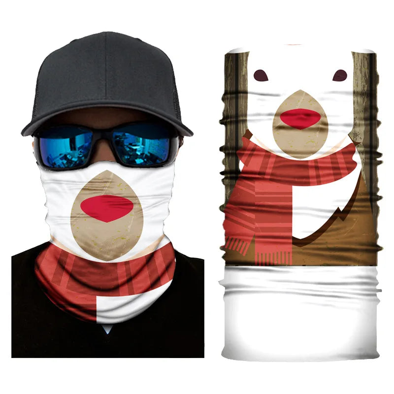 Pure Elegance | 3D Printed Christmas Turban Face Neck Warmer Seamless Scarf Bandana Outdoor Sport Sun Protection Ski Mask Santa Claus Tree D3-16
