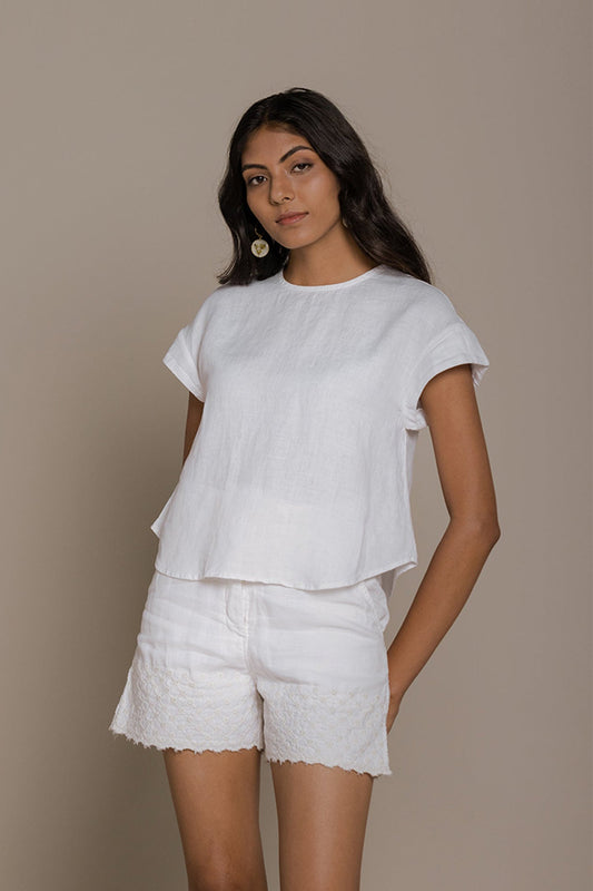 Pure Elegance | "Sandcastle Saturdays" White Top | 100% Hemp T-Shirt