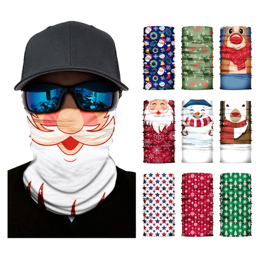 Pure Elegance | 3D Printed Christmas Turban Face Neck Warmer Seamless Scarf Bandana Outdoor Sport Sun Protection Ski Mask Santa Claus Tree