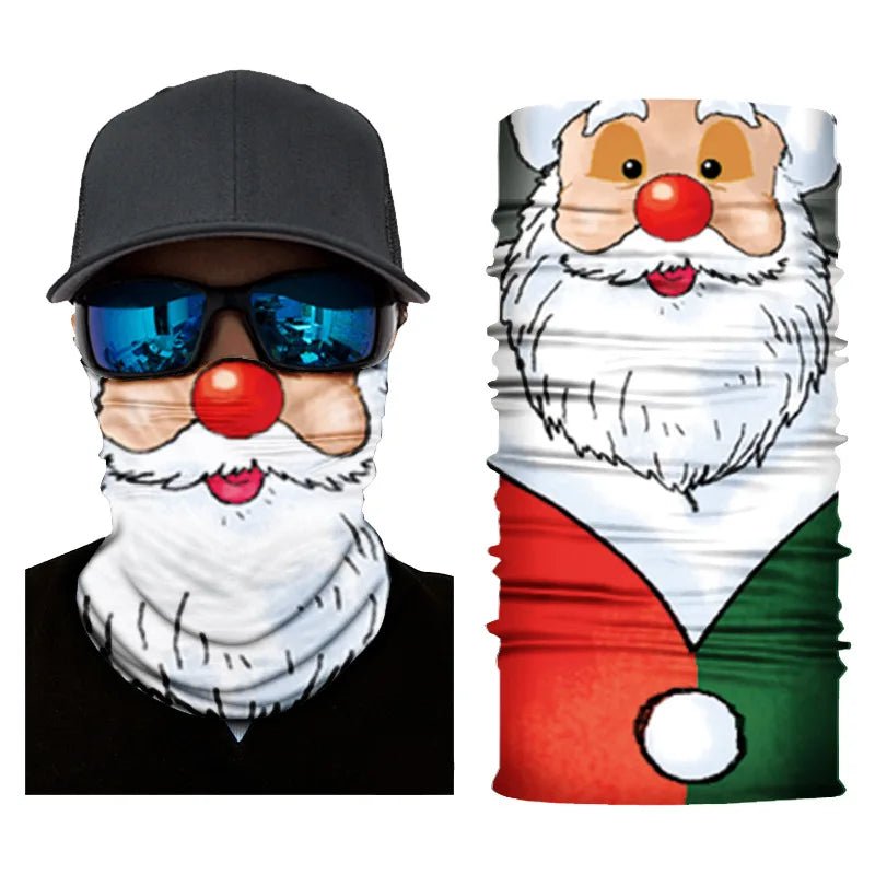 Pure Elegance | 3D Printed Christmas Turban Face Neck Warmer Seamless Scarf Bandana Outdoor Sport Sun Protection Ski Mask Santa Claus Tree D3-13