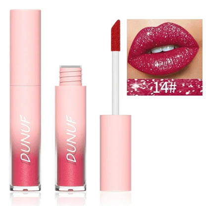 Pure Elegance | Waterproof Diamond Shimmer Glitter Lip Gloss 18 Colors Matte Glitter Liquid Lipstick Diamond Pearl Colour Lip Gloss Sexy Make Up 14
