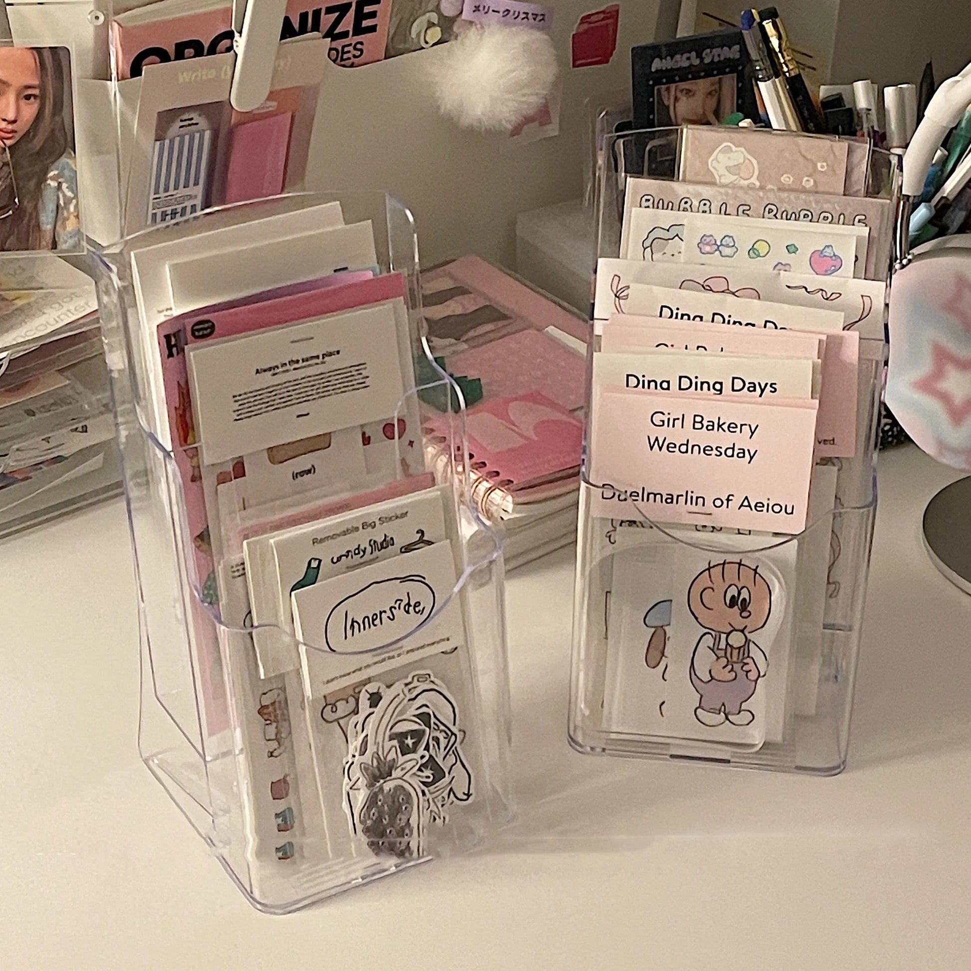 Pure Elegance | SKYSONIC Acrylic Layered Rack Storage Box Transparent Organizer Photocards, Stationerry,Make Up Sorting Hanging Holder Supplier