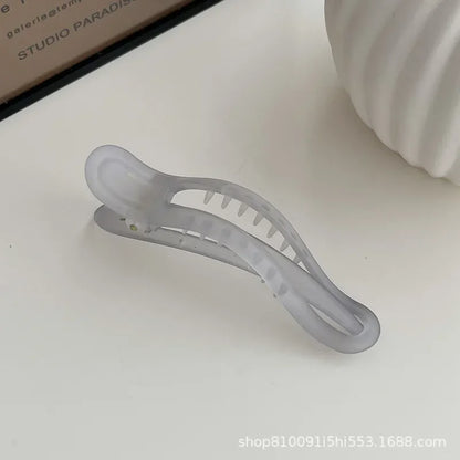 Pure Elegance | Plastic Duckbill Clip Seamless Hair Claws for Women Girls Hair Crab Clamps Face Wash Hairpin Hair Accessories Candy Color 11.5cm gray