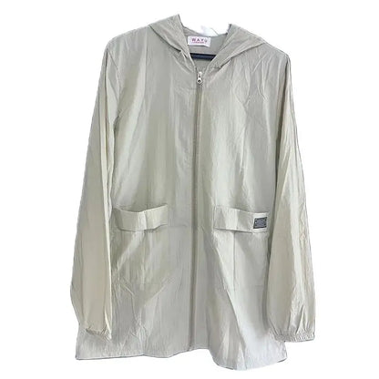 Pure Elegance | Spring Summer Women's Jacket Long Sleeve Tops Hooded Coat 2024 Thin Sun Protection Clothing Outdoor Sports Windbreaker Female pea green CHINA