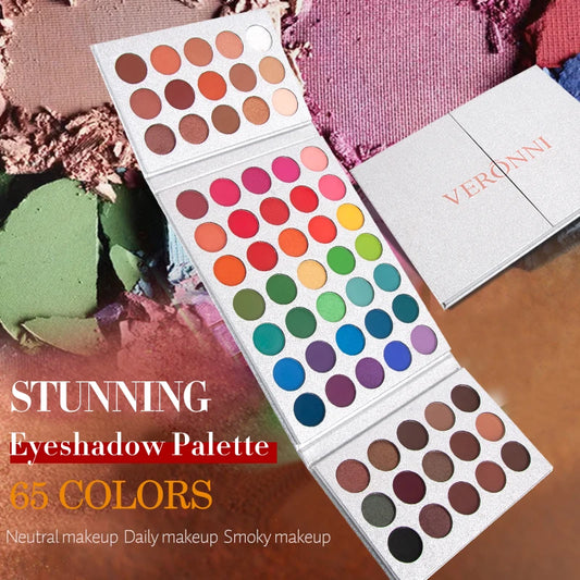Pure Elegance | 65-Color Eyeshadow Palette Makeup-High Pigmented Eye make up Tool Matte Glitter Finishes for Festival Christmas Cosmetics makeup