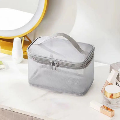 Pure Elegance | Women's Transparent Mesh Travel Cosmetic Bag Makeup and Toiletries Kit Storage Bag Make Up Organizer Bag grey-1 layer