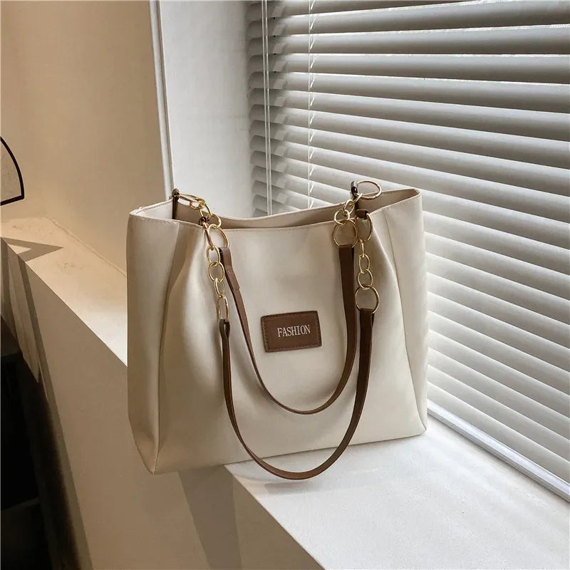 Pure Elegance | 1PC Atmospheric Commuting Fashion Popular Handbag Summer Trend New Student Make-up Class Bag Simple Casual Shoulder Tote Bag