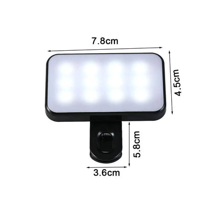 Pure Elegance | Portable Mini Selfie Fill Light Rechargeable 3 Modes Adjustable Brightness Clip On For Phone Laptop Tablet Meeting Make Up