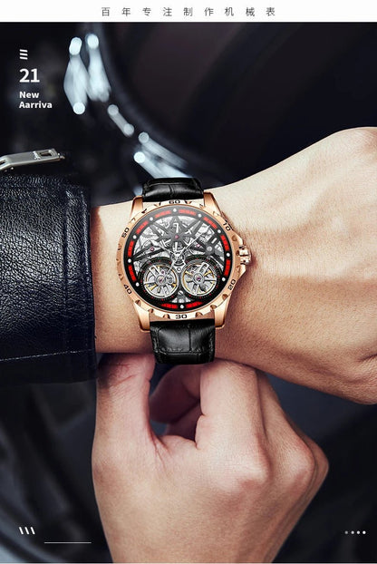 Pure Elegance | AILANG 2022 Men's Fashion Watch Automatic Double Pendulum Tourbillon Watch Luxury Clock Waterproof Business Mechanical Watch