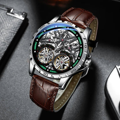 Pure Elegance | AILANG 2022 Men's Fashion Watch Automatic Double Pendulum Tourbillon Watch Luxury Clock Waterproof Business Mechanical Watch 20