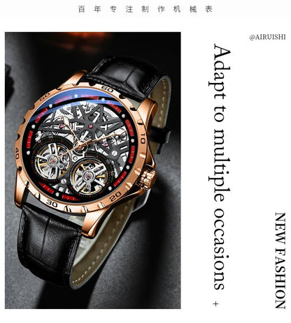Pure Elegance | AILANG 2022 Men's Fashion Watch Automatic Double Pendulum Tourbillon Watch Luxury Clock Waterproof Business Mechanical Watch