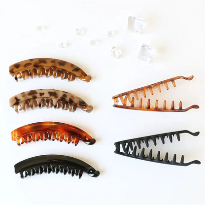 Pure Elegance | Frosted Solid Color Banana Hair Clips – Fashion Ponytail Barrettes & Hair Claws for Women