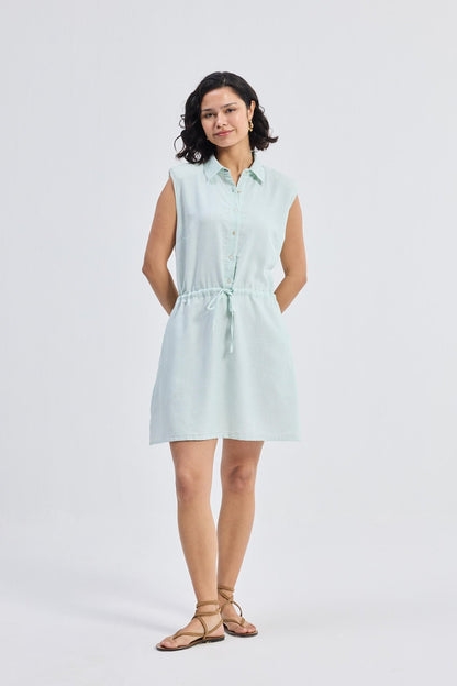 Pure Elegance | Drawstring Shirt Dress in Stripes