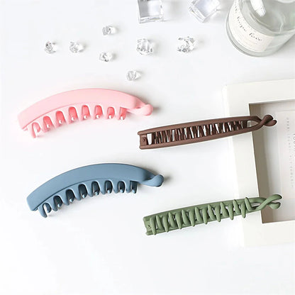Pure Elegance | Frosted Solid Color Banana Hair Clips – Fashion Ponytail Barrettes & Hair Claws for Women
