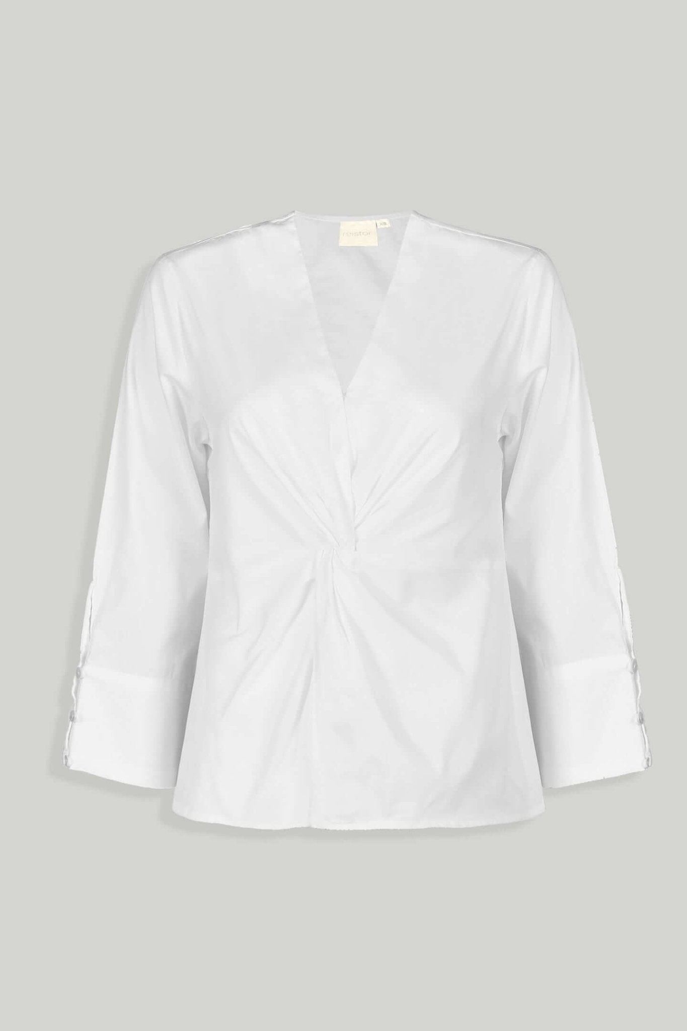 Pure Elegance | Front Twist Top | White Organic Cotton Blouse
