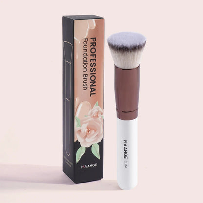 Pure Elegance | MAANGE 2PCS Foundation Makeup Brush Set Flat Angled Kabuki Powder Blush Brush For Liquid Soft Bristles Cosmetic Makeup Tools