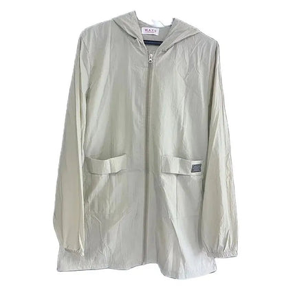 Pure Elegance | Spring Summer Women's Jacket Long Sleeve Tops Hooded Coat 2024 Thin Sun Protection Clothing Outdoor Sports Windbreaker Female pea green CHINA