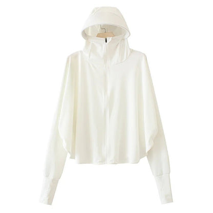 Pure Elegance | Summer Women Sun Protection Clothing UPF 50+ UV Ice Silk Sunscreen Clothing Hooded Sun Protection Clothing Outdoor UV Protection white CHINA