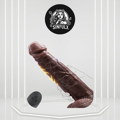 Pure Elegance | TitanCore 10.43" Thrusting Dildo Vibrator Brown
